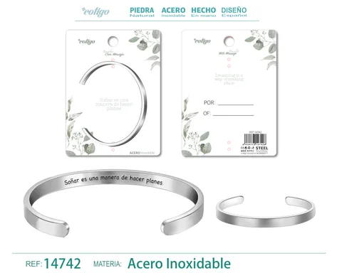 BRAZALETE ACERO CON MENSAJE ESPAÑOL