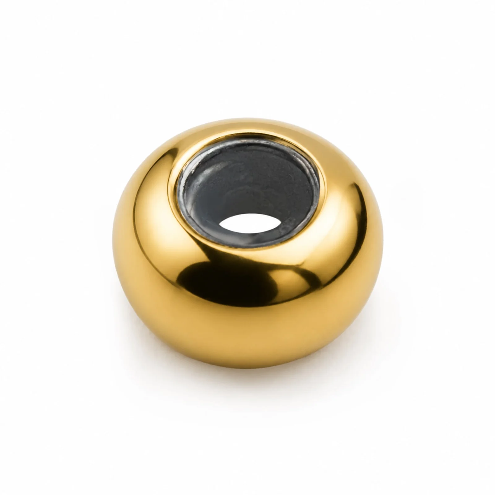 BOLA PLANO 6MM ACERO DORADO CON GOMA PARA FIJAR CHARM EN CADENA DE SERPIENTE