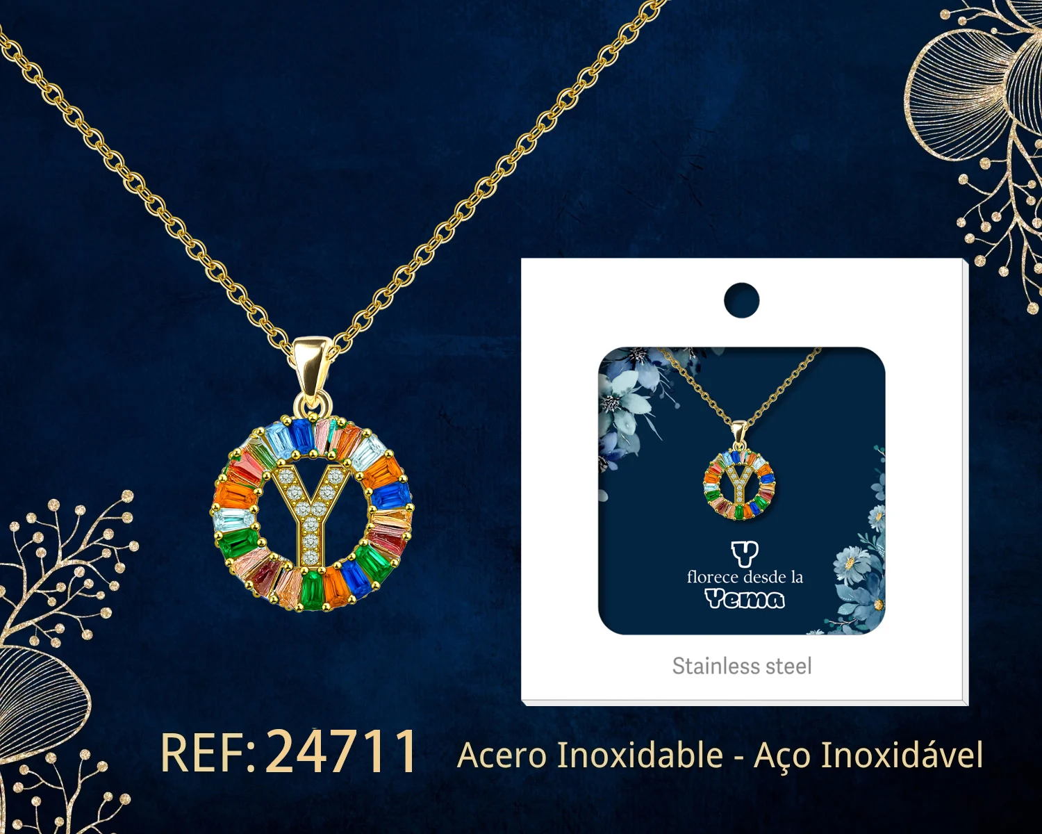 COLGANTE LETRA Y CHAPADO ORO 14K CON CIRCONITA