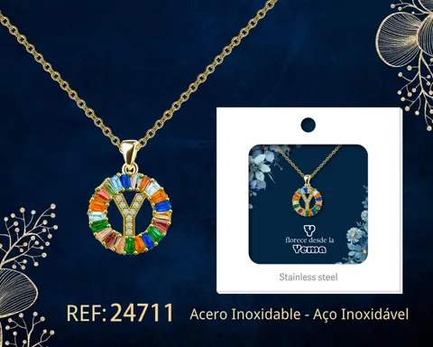 COLGANTE LETRA Y CHAPADO ORO 14K CON CIRCONITA