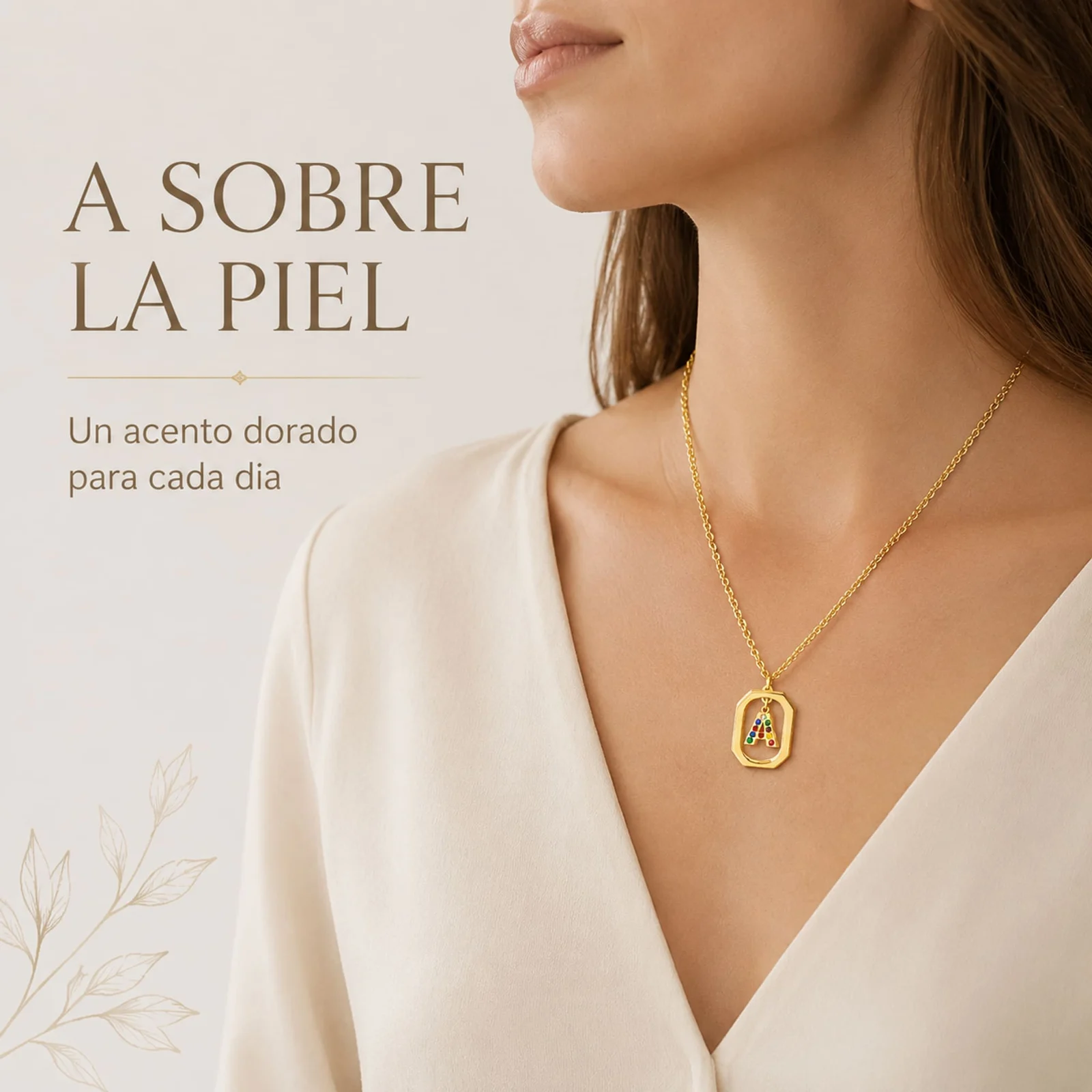 COLLAR INICIAL LETRA A ACERO CON SOBRE