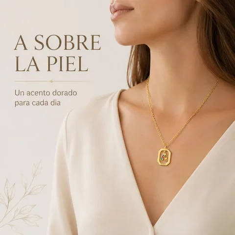 COLLAR INICIAL LETRA A ACERO CON SOBRE