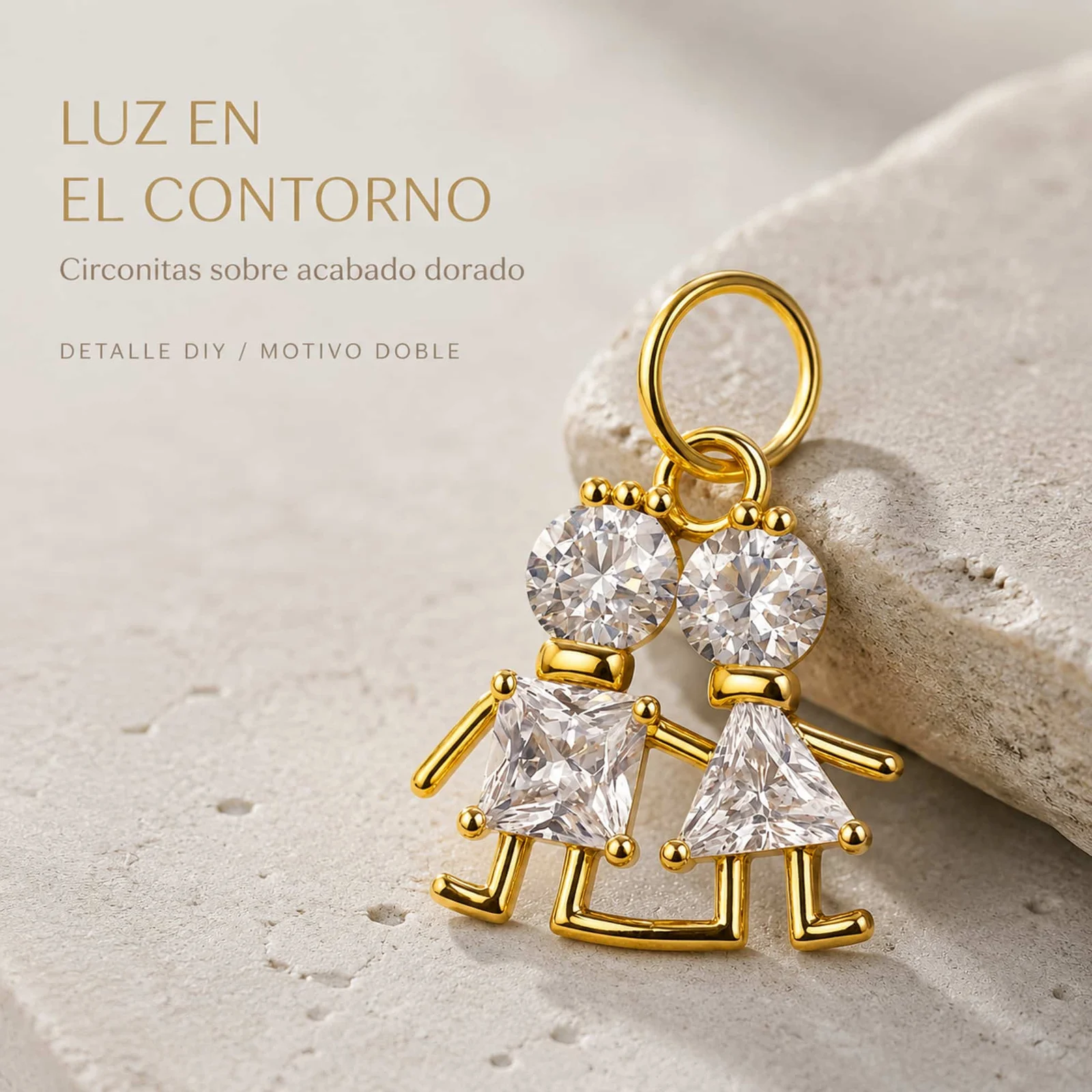CHARM DE COBRE CHAPADO ORO 14K CON CIRCONITA
