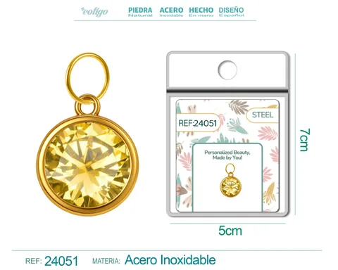 CHARM ACERO DORADO CON PIEDRA NACIMIENTO DE NOVIEMBRE