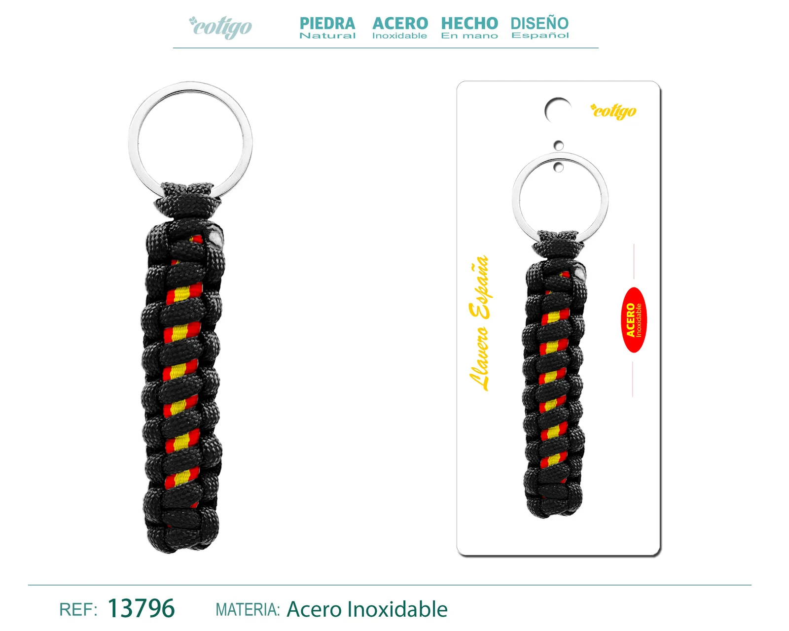 LLAVERO CUERDA CON ARO ACERO