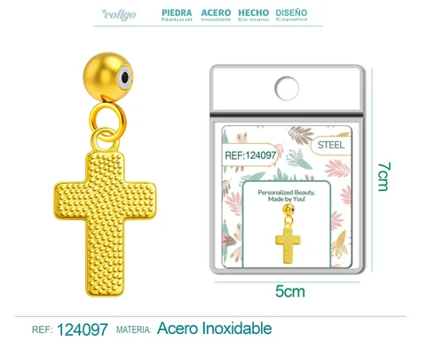 CHARM ACERO DORADO CHAPADO ORO 14 K-CON BOLA DE GOMA