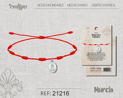 PULSERA 7 NUDOS CON VIRGEN DE LA FUENSANTA ACERO PLATEADO