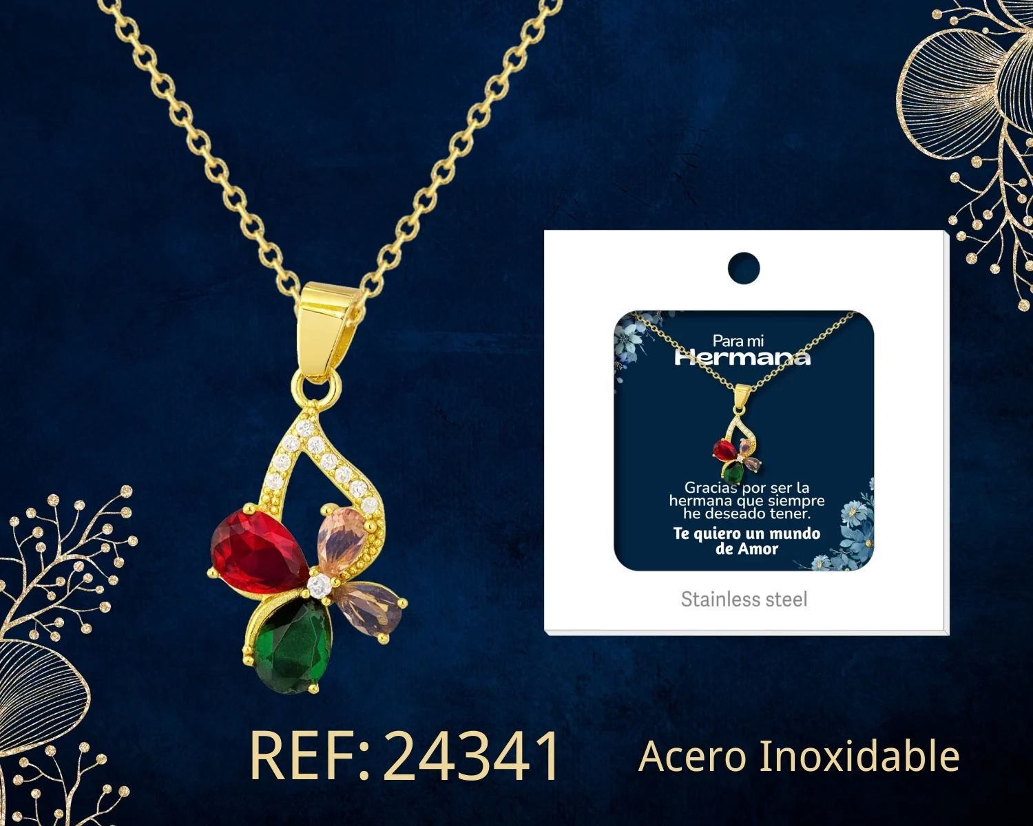 COLLAR ACERO CON CIRCONITA PARA REGALAR A  HERMANA