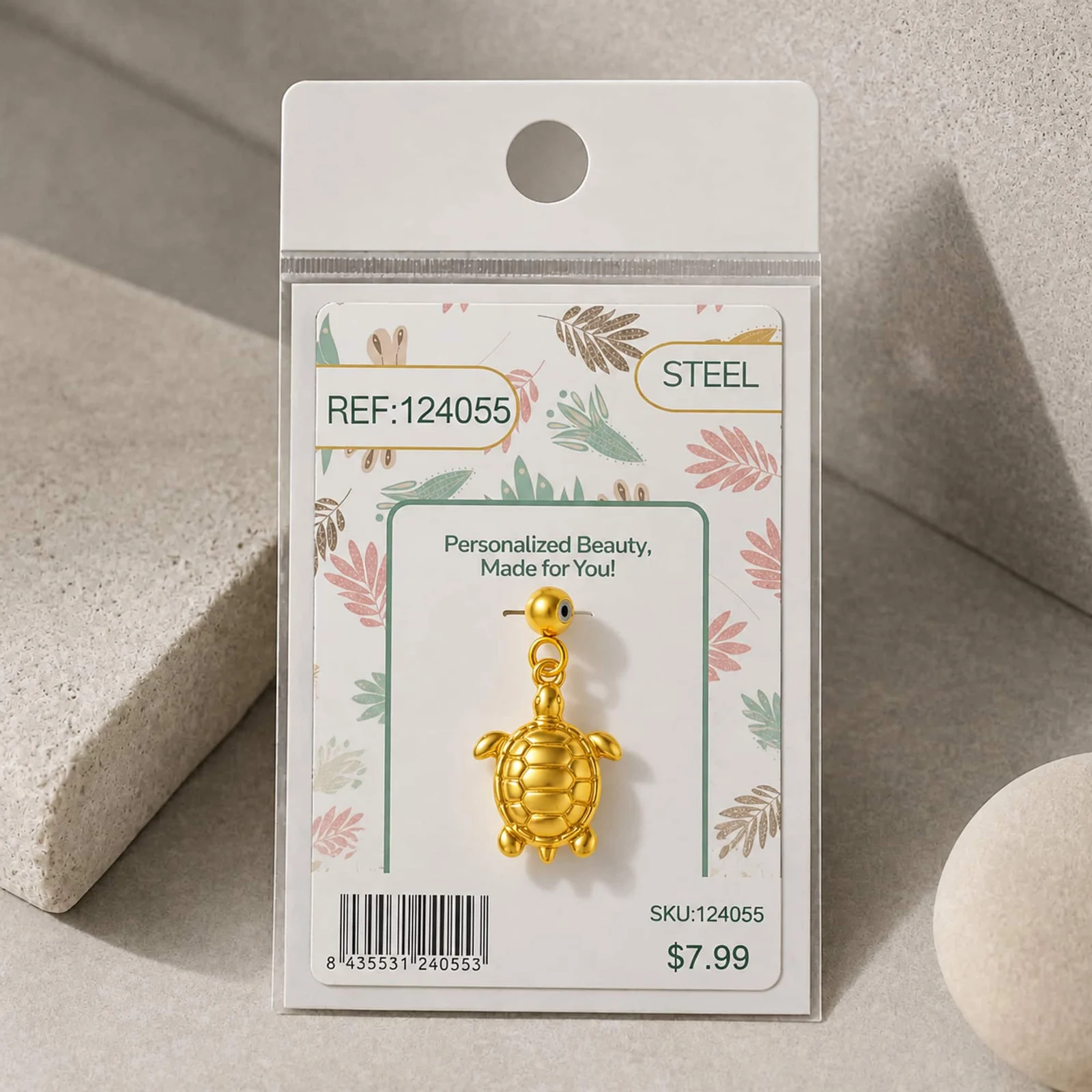 CHARM ACERO DORADO CHAPADO ORO 14 K-CON BOLA DE GOMA
