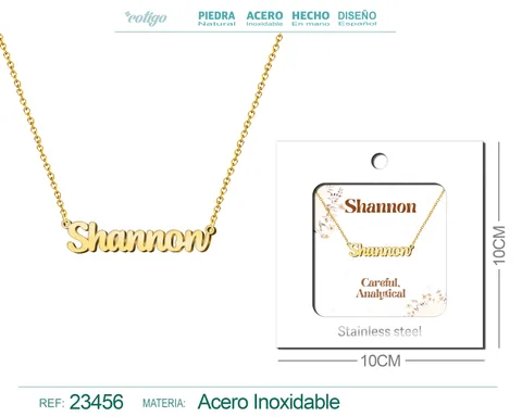 COLLAR NOMBRE INGLES SHANNON ACERO CON SOBRE
