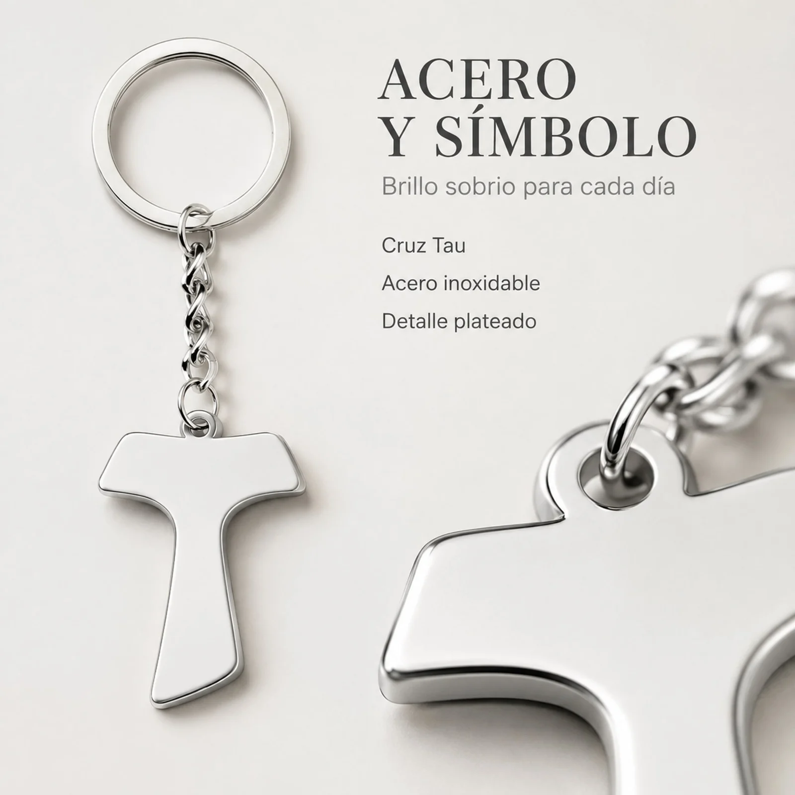 LLAVERO DE CRUZ TAU ACERO