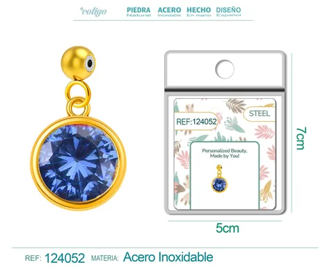 CHARM ACERO DORADO CON PIEDRA NACIMIENTO DE DICIEMBRE-CON BOLA DE GOMA