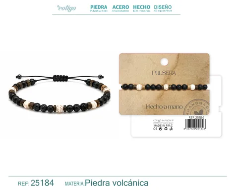 PULSERA PIEDRA VOLCANICA HECHO A MANO