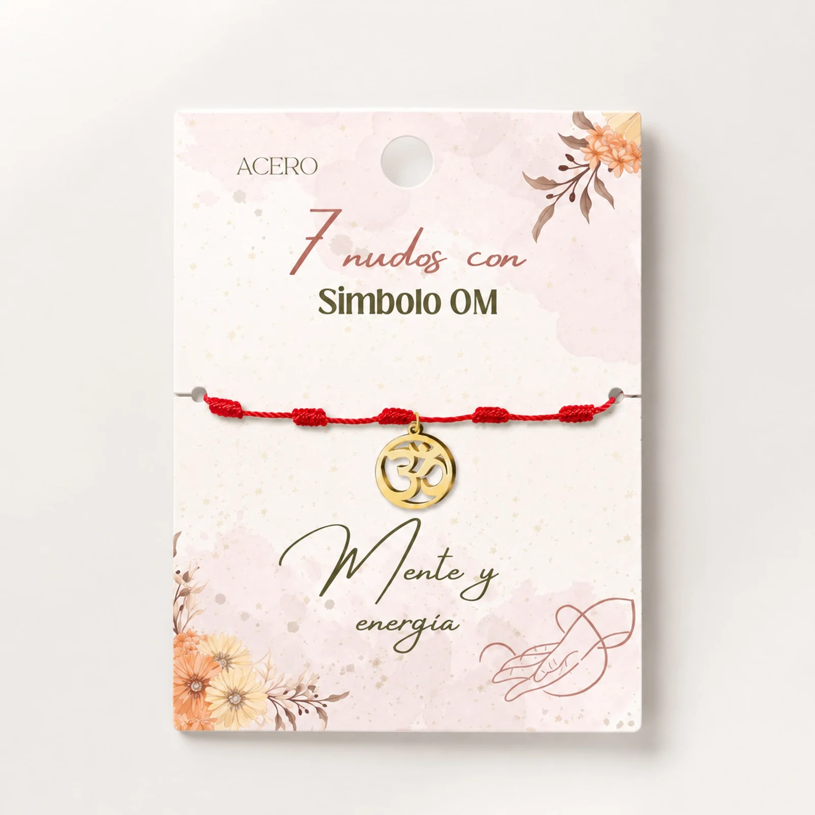 PULSERA 7 NUDOS CON SÍMBOLO OM COLOR DORADO