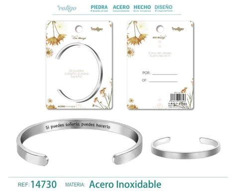 BRAZALETE ACERO CON MENSAJE ESPAÑOL