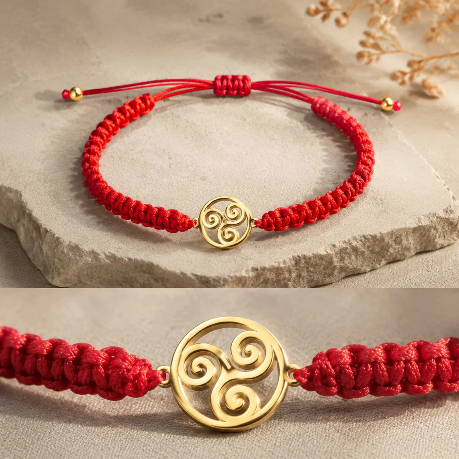 PULSERA HILO DESTINO  CON TRISQUEL ACERO DORADO