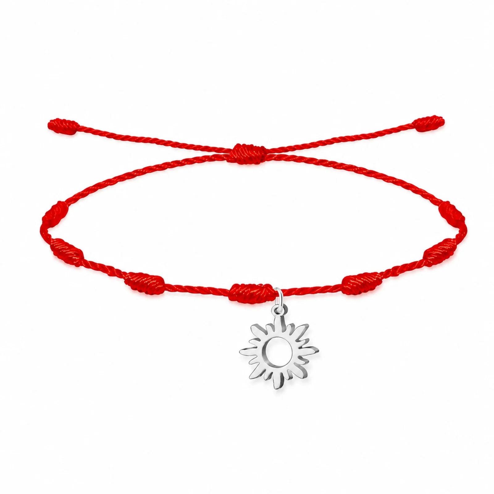 PULSERA 7 NUDOS CON SOL COLOR PLATEADO