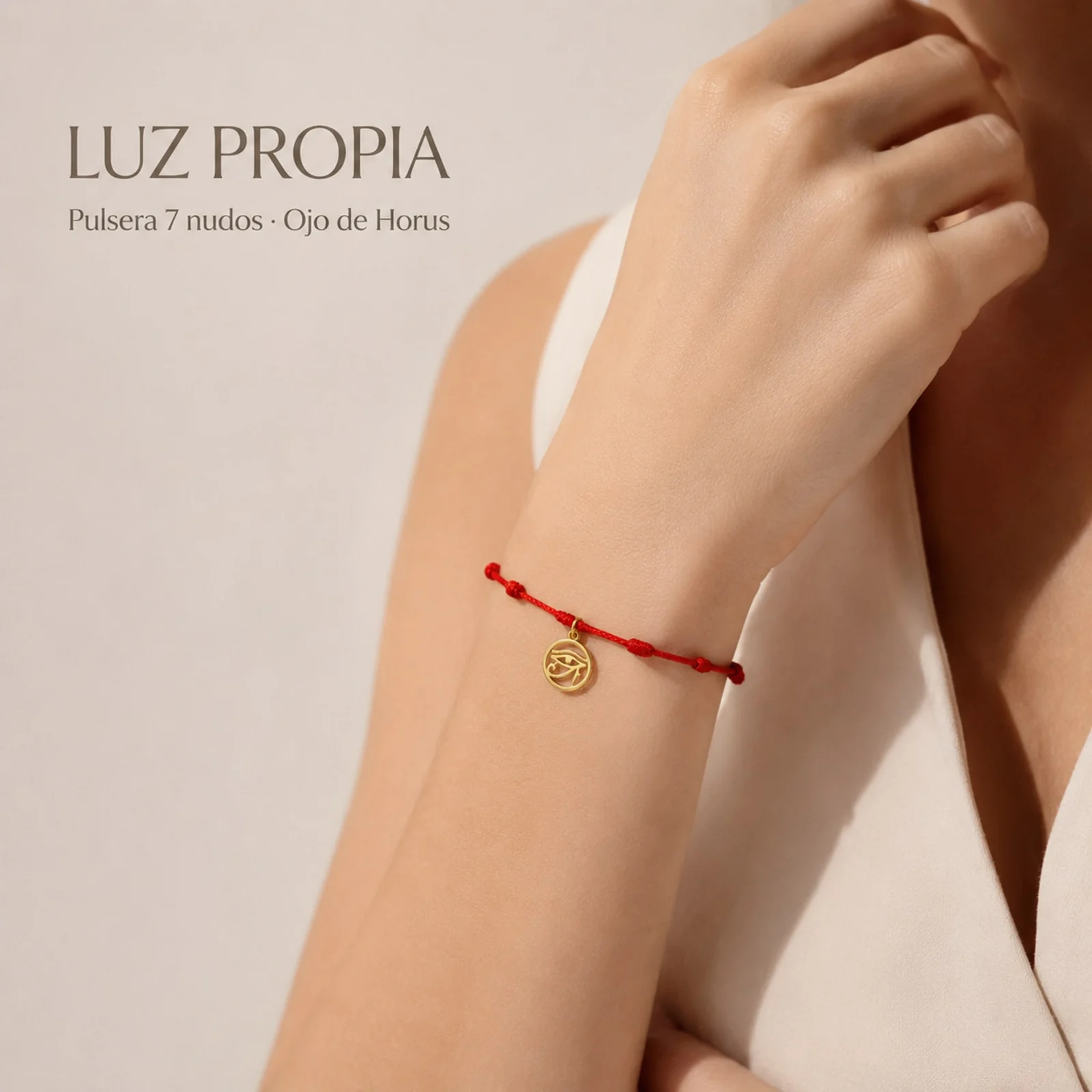 PULSERA 7 NUDOS CON OJO DE HORUS COLOR DORADO