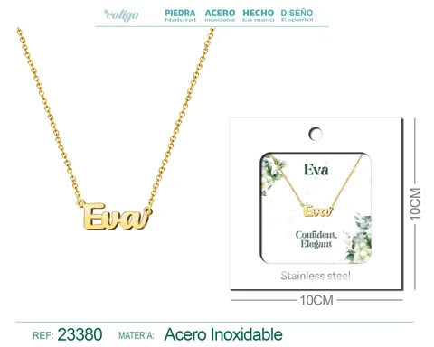 COLLAR NOMBRE INGLES EVA ACERO CON SOBRE