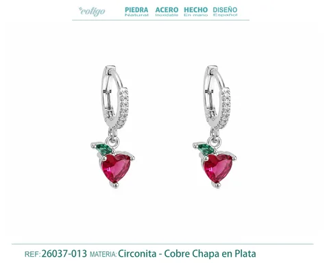 Brinco de argola com pendente de zircónia cúbica prateada