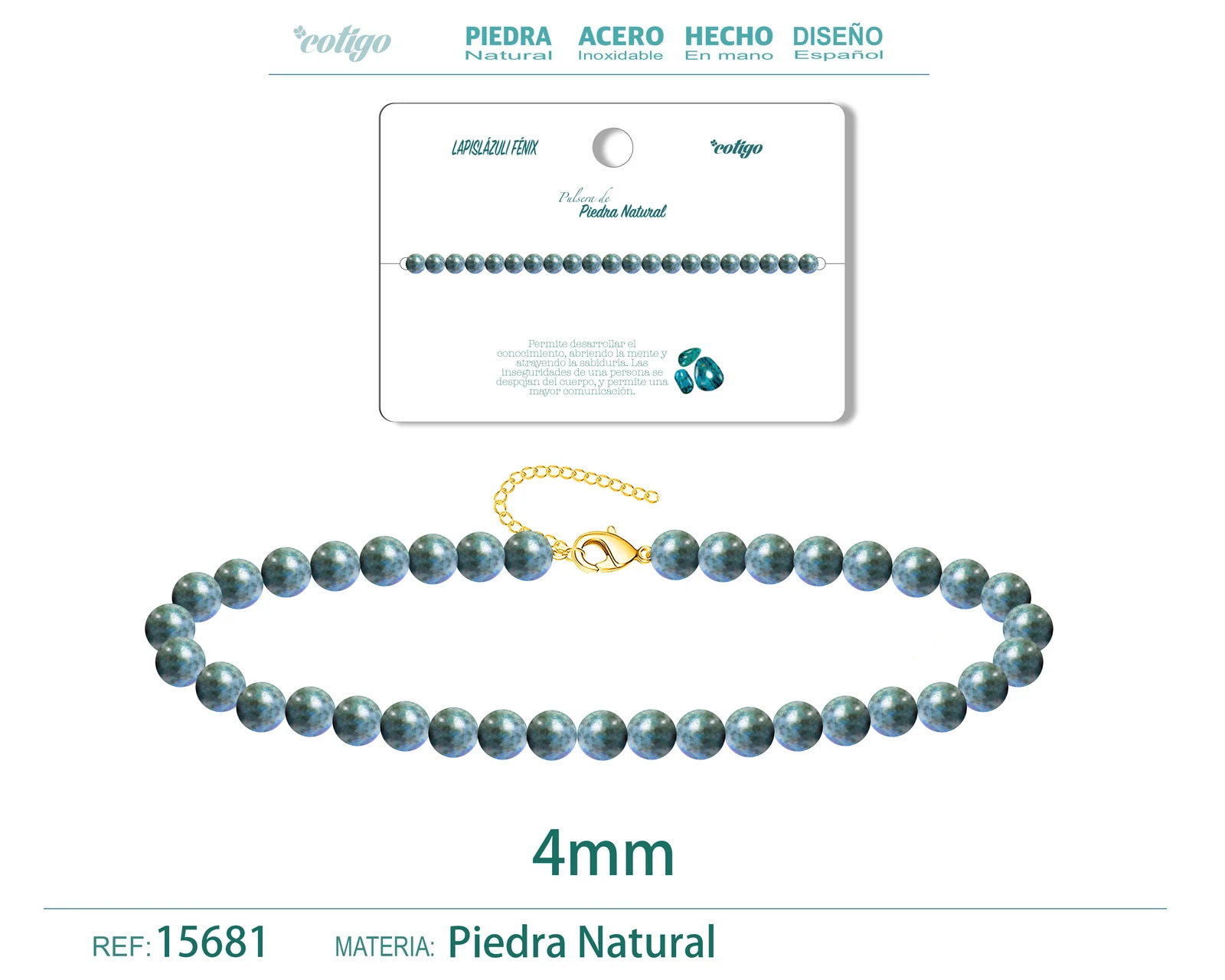 PULSERA LAPISLAZULI FÉNIX 4MM