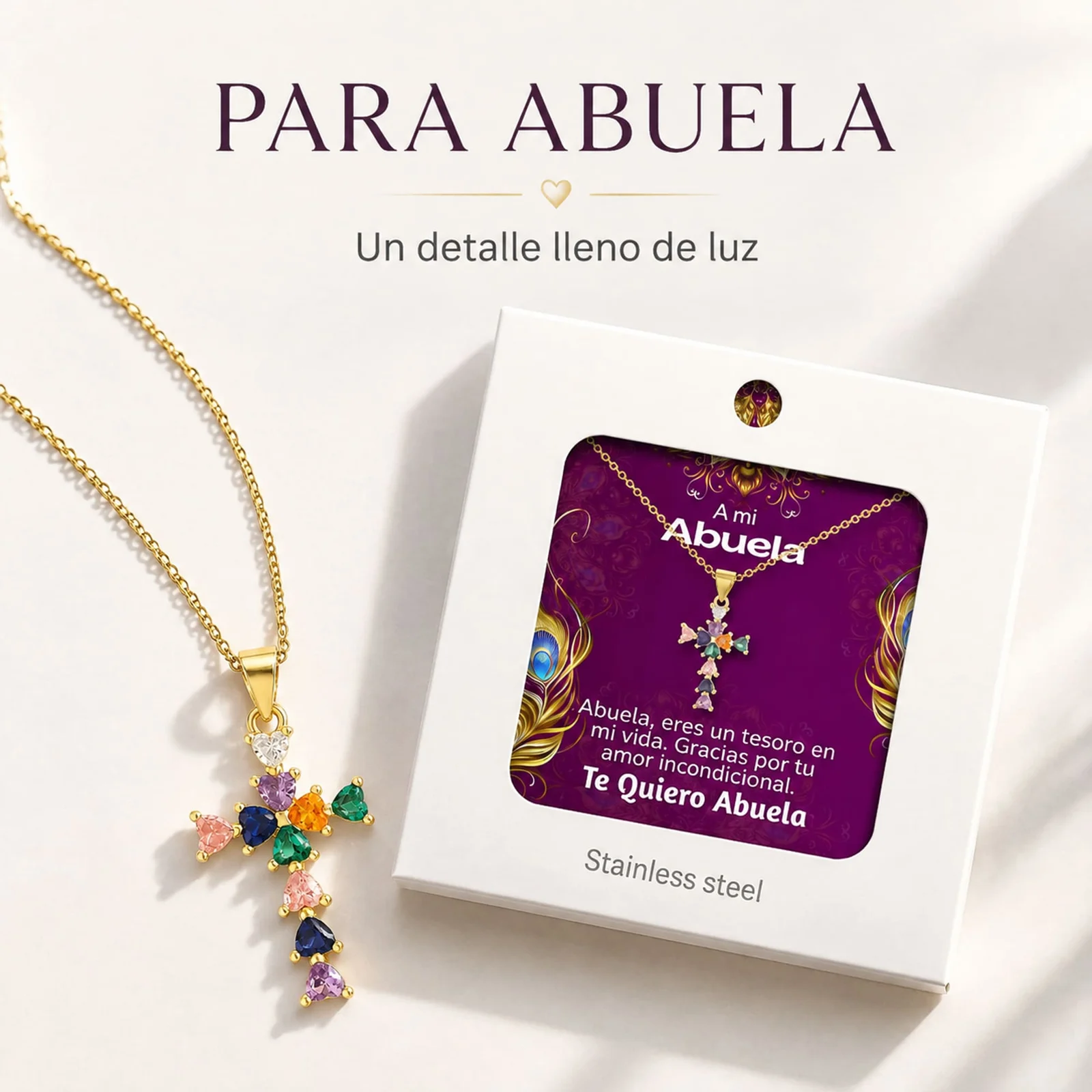 COLLAR ACERO CON CIRCONITA PARA REGALAR A  ABUELA