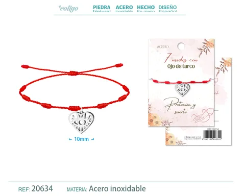 PULSERA 7 NUDOS CON OJO TURCO COLOR PLATEADO