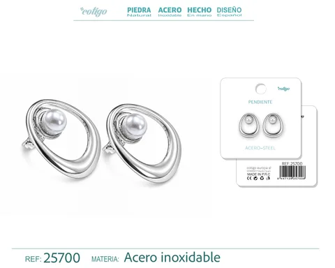 Pendiente Acero Inoxidable color Plateado