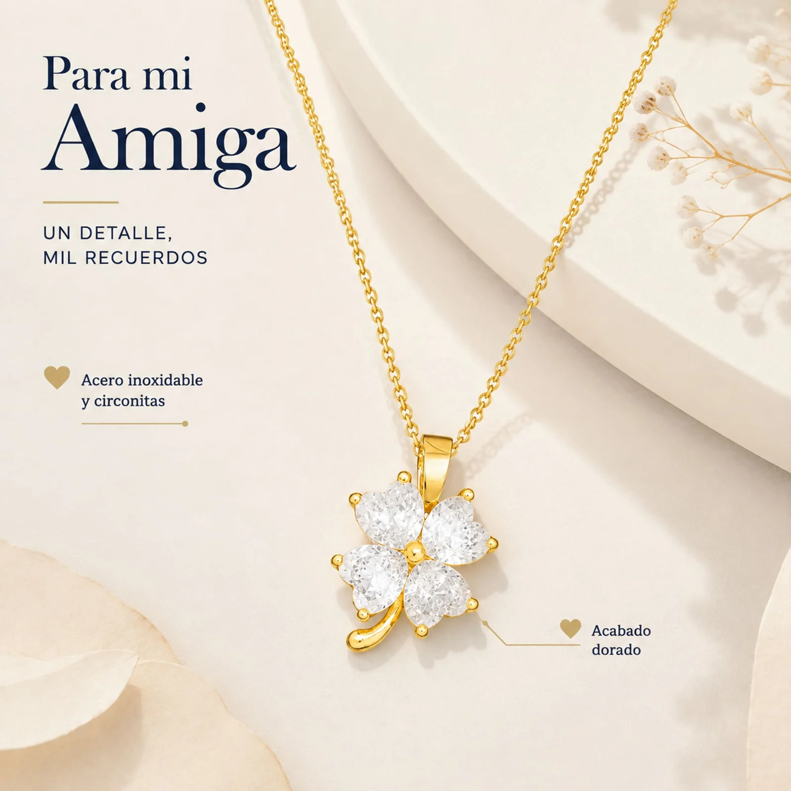 COLLAR ACERO CON CIRCONITA PARA REGALAR A  AMIGA