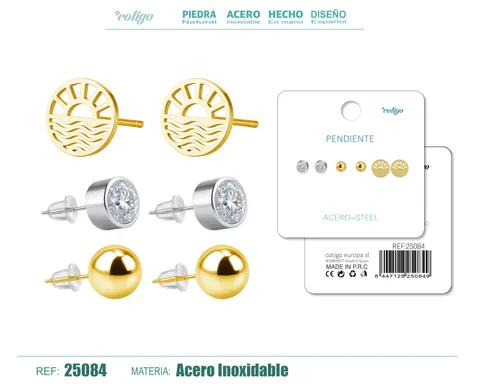 PENDIENTE ACERO INOXIDABLE 3 PARES