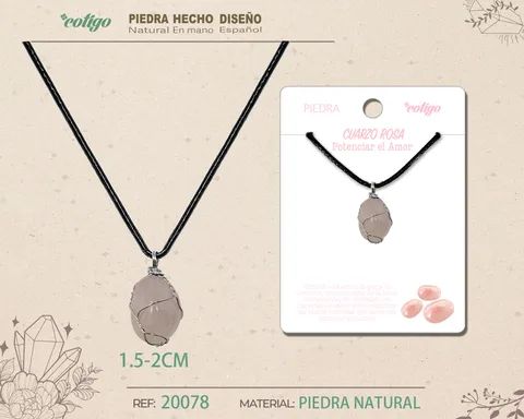COLGANTE PIEDRA NATURAL- CUARZO ROSA