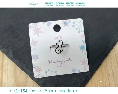 ANILLO GATO ACERO COLOR PLATEADO