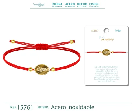 PULSERA HILO ENCERADO CON SAN PANCRACIO COLOR DORADO