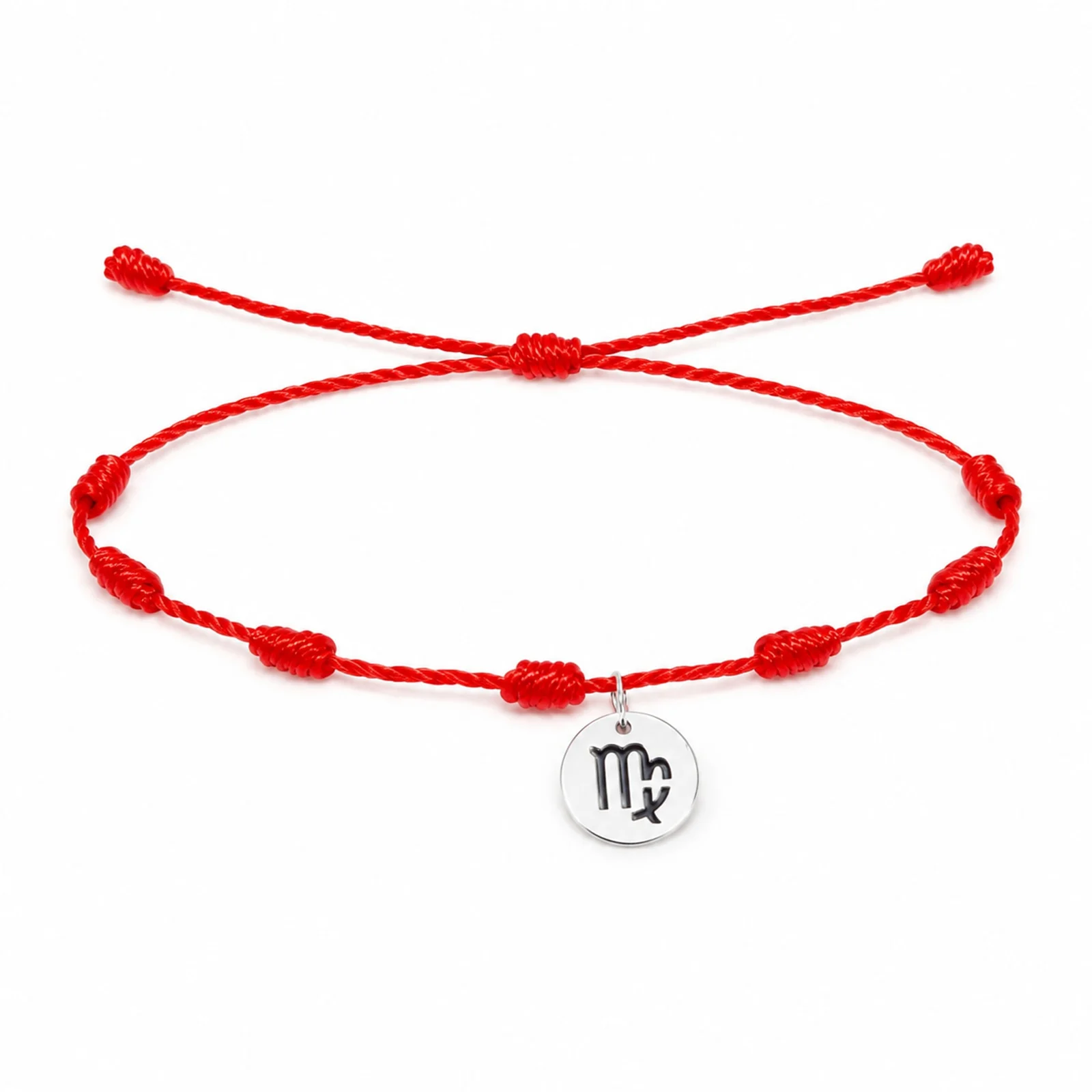 PULSERA 7 NUDOS CON VIRGO ACERO. COLOR PLATEADO