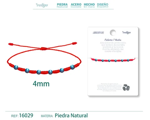PULSERA 7 NUDOS CON  LABRADORITA GRIS 4MM