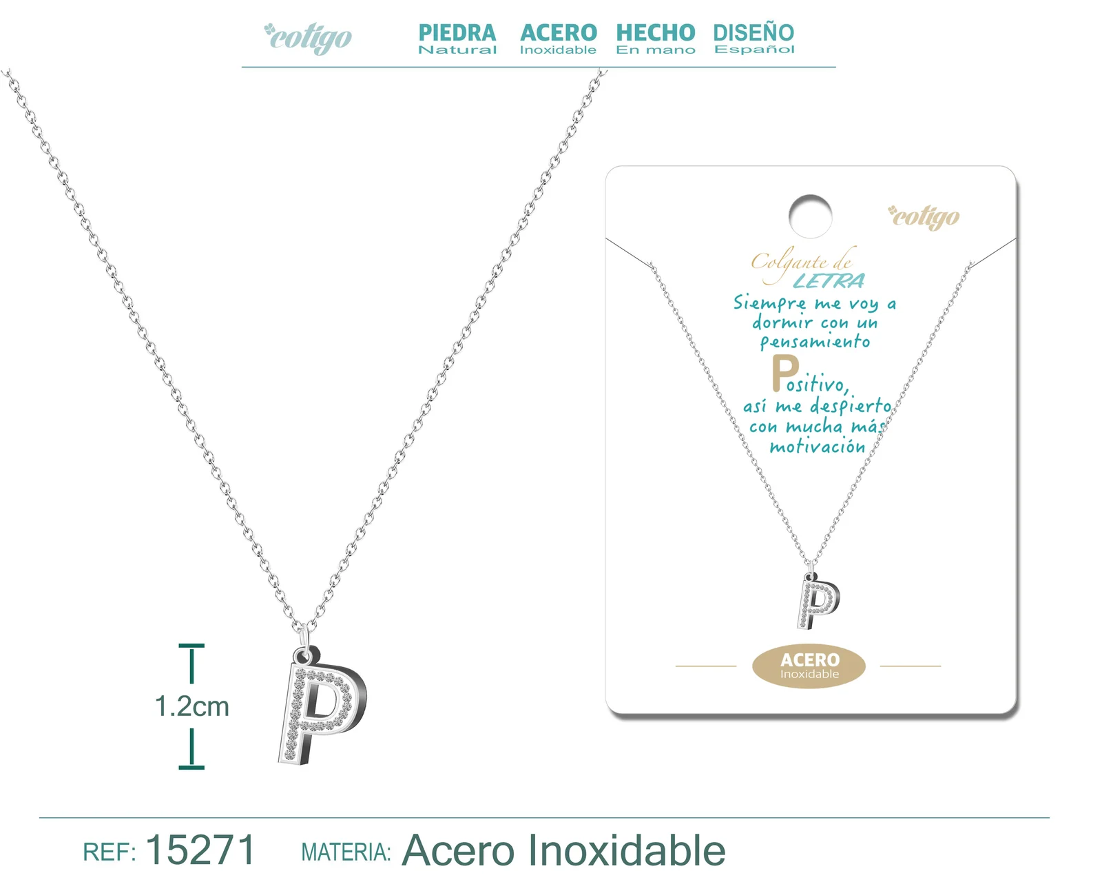 COLLAR LETRA P COLOR PLATEADO