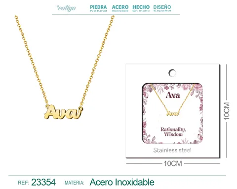 COLLAR NOMBRE INGLES AVA ACERO CON SOBRE