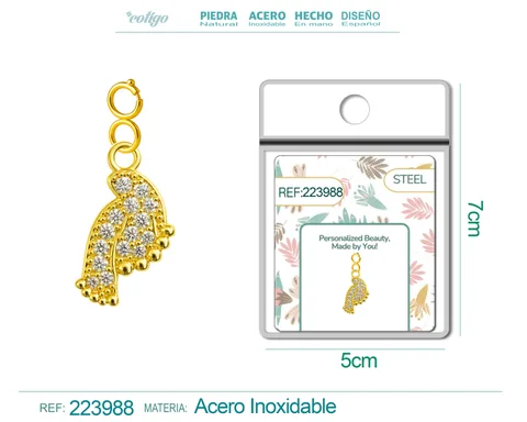 CHARM DE COBRE CHAPADO A ORO 14K CON CIRCONITA-CON CIERRE