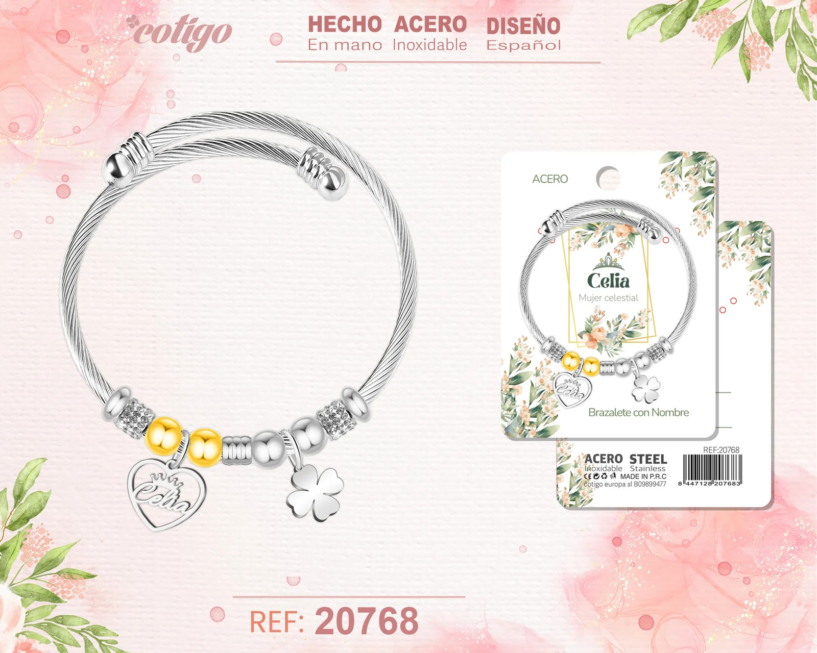 BRAZALERTE ACERO CON NOMBRE:CELIA