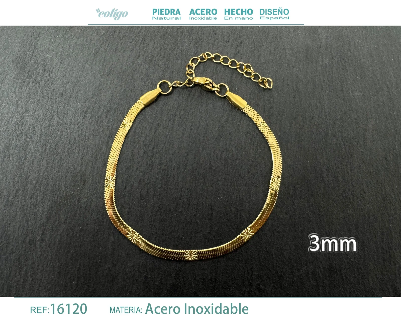 PULSERA DE CADENA ACERO DORADO
