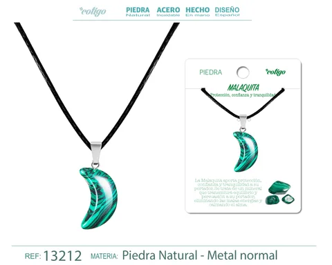 COLGANTE LUNA DE PIEDRA MALAQUITA