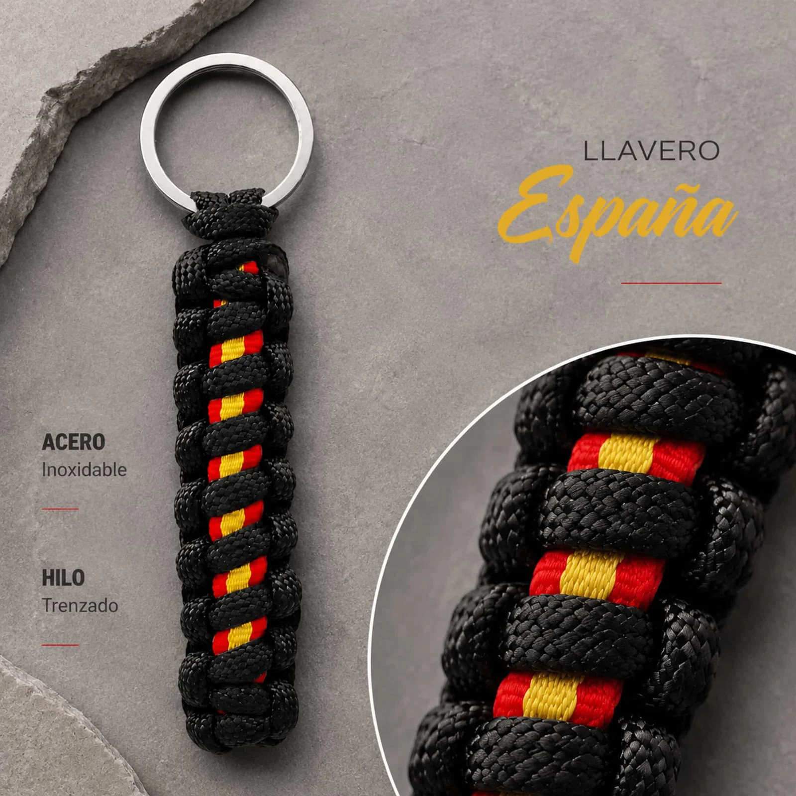 LLAVERO CUERDA CON ARO ACERO