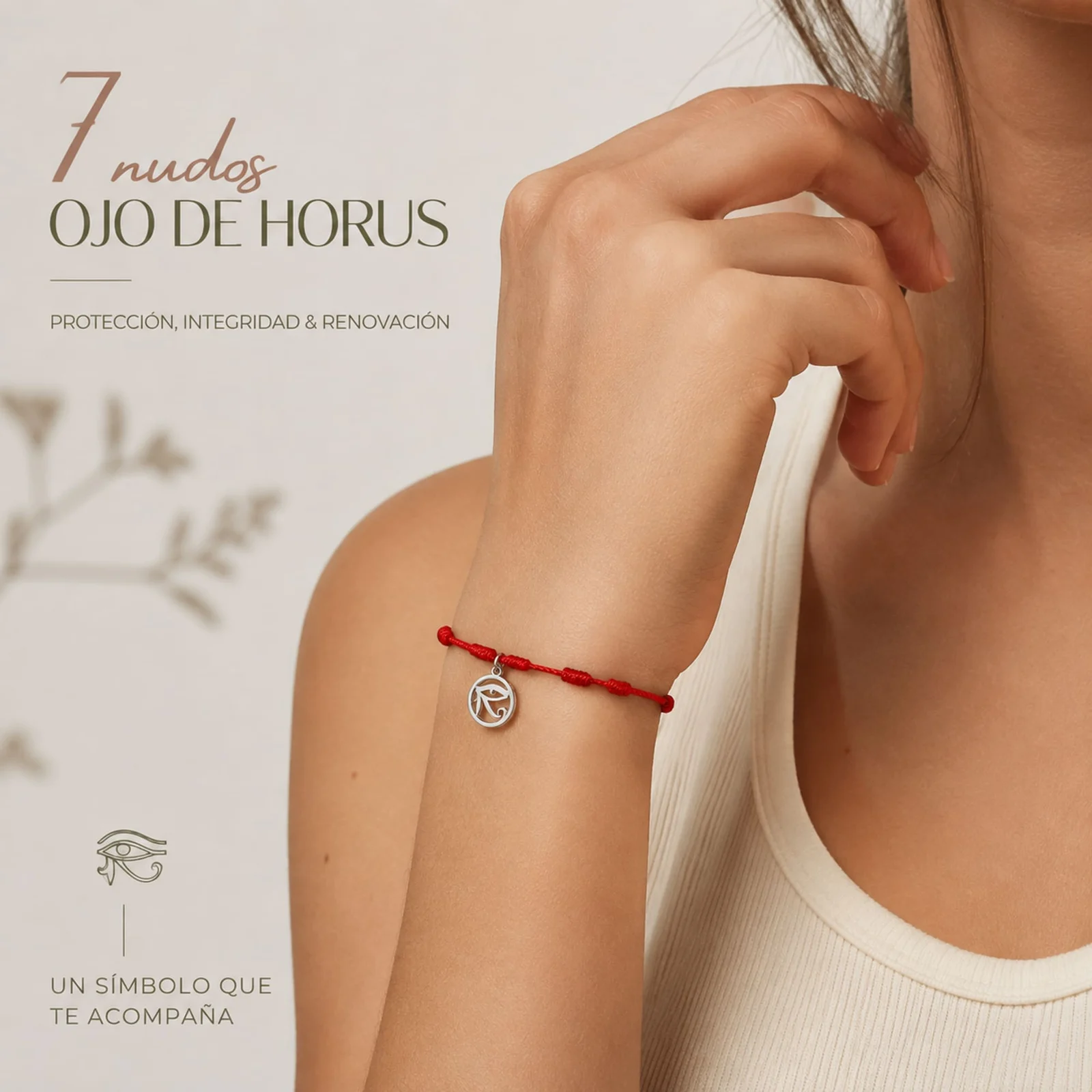 PULSERA 7 NUDOS CON OJO DE HORUS COLOR PLATEADO