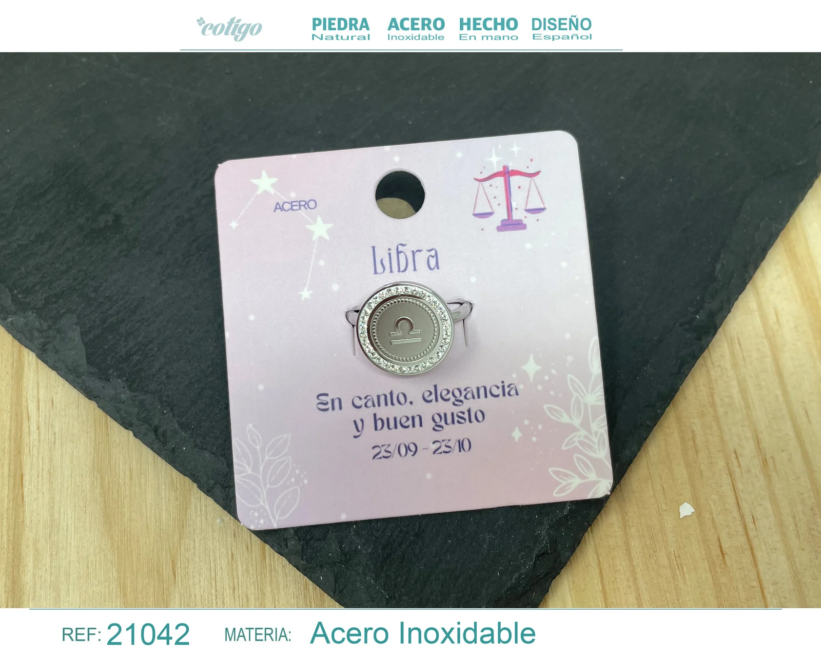 ANILLO LIBRA ACERO COLOR PLATEADO