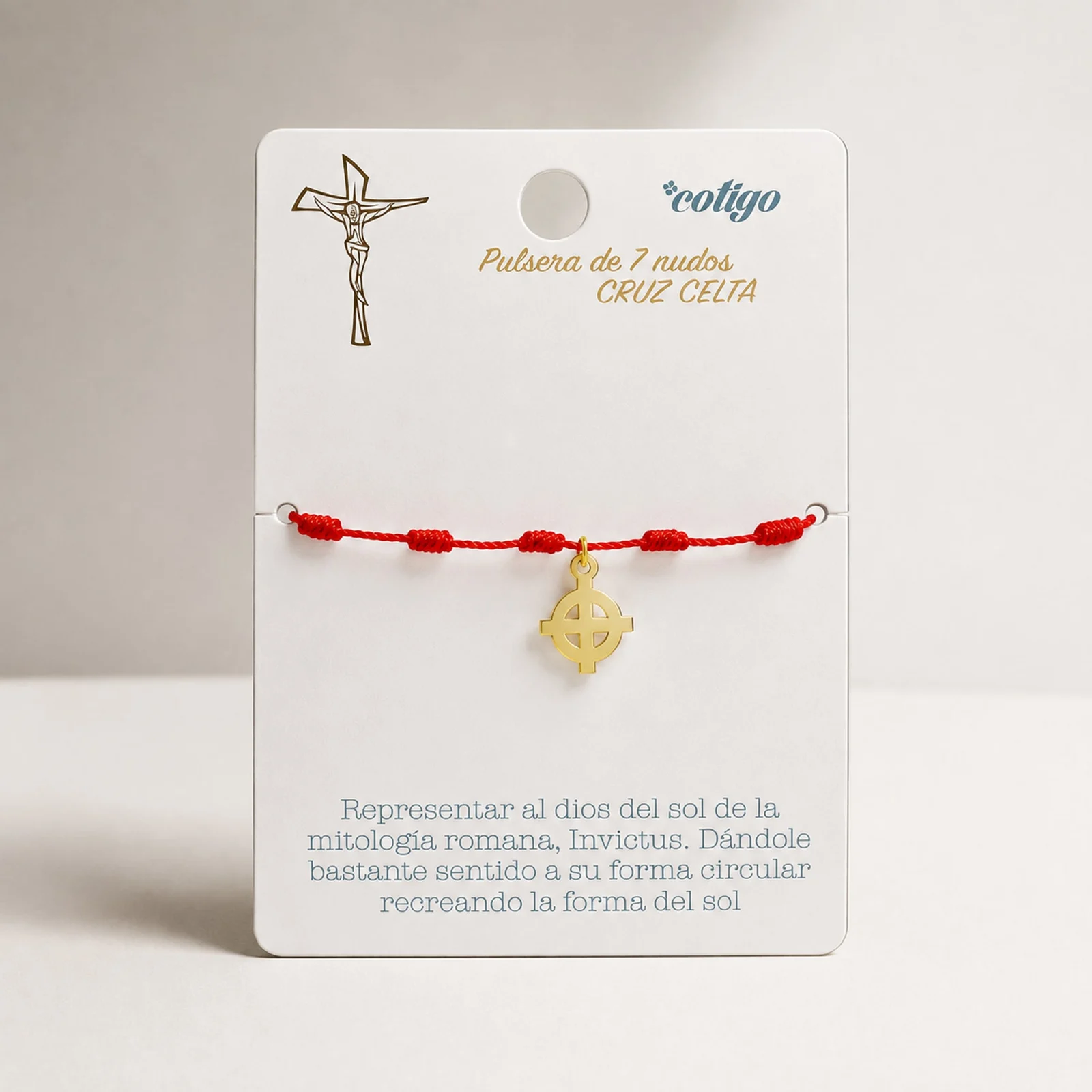 PULSERA 7 NUDOS CON CRUZ CELTA COLOR DORADO