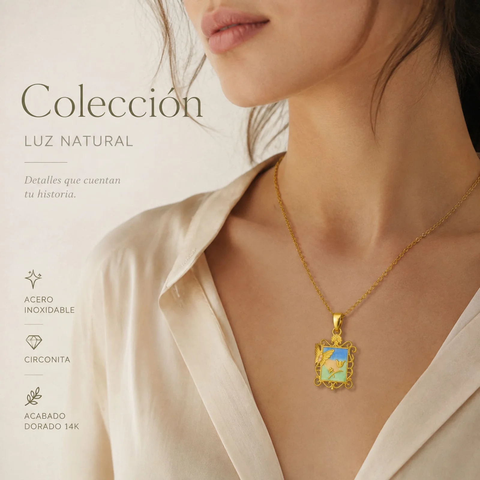 COLGANTE CHAPADO ORO 14K CON CIRCONITA