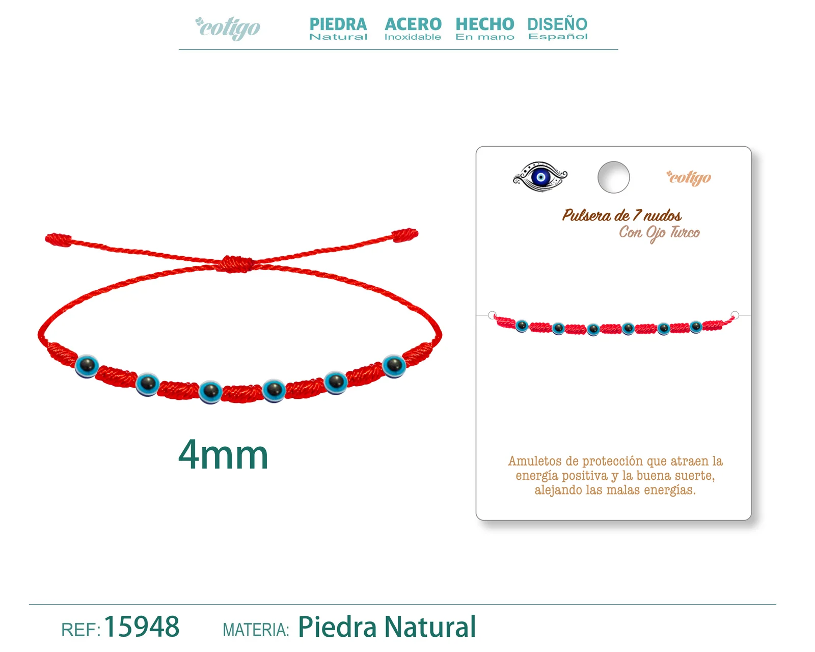 PULSERA 7 NUDOS CON OJO DE TURCO