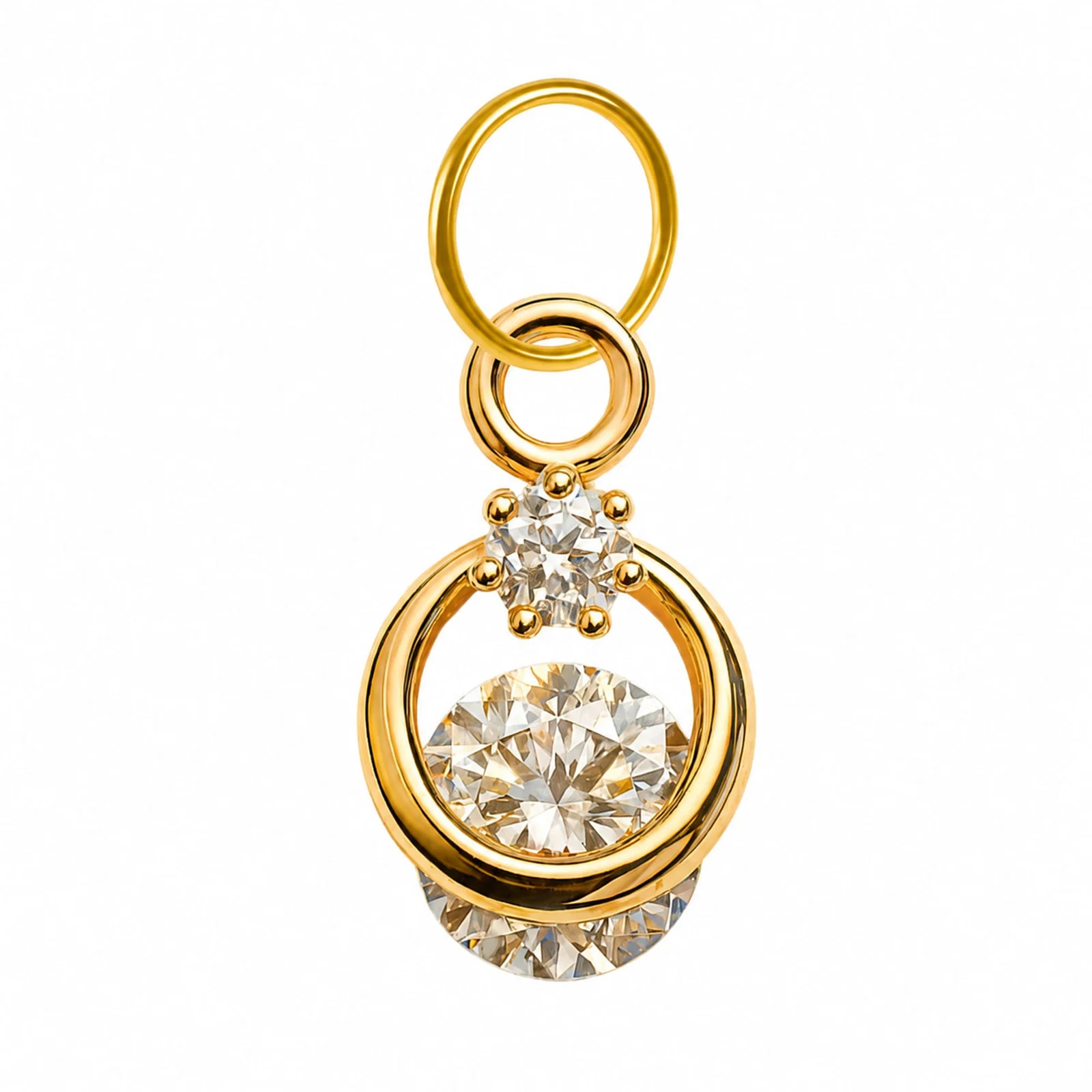CHARM DE COBRE CHAPADO ORO 14K CON CIRCONITA