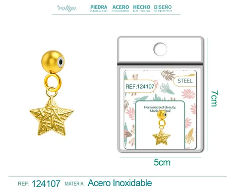 CHARM ACERO DORADO CHAPADO ORO 14 K-CON BOLA DE GOMA