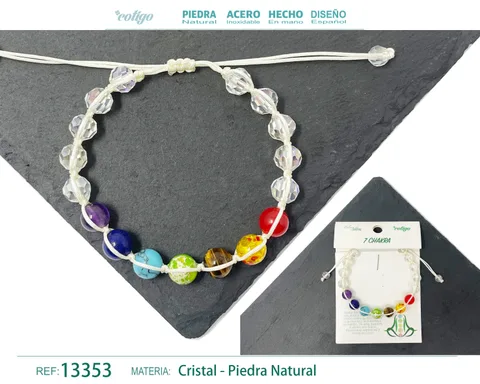 PULSERA 7 CHAKRAS CON CRISTAL DE HILO TRENZADO